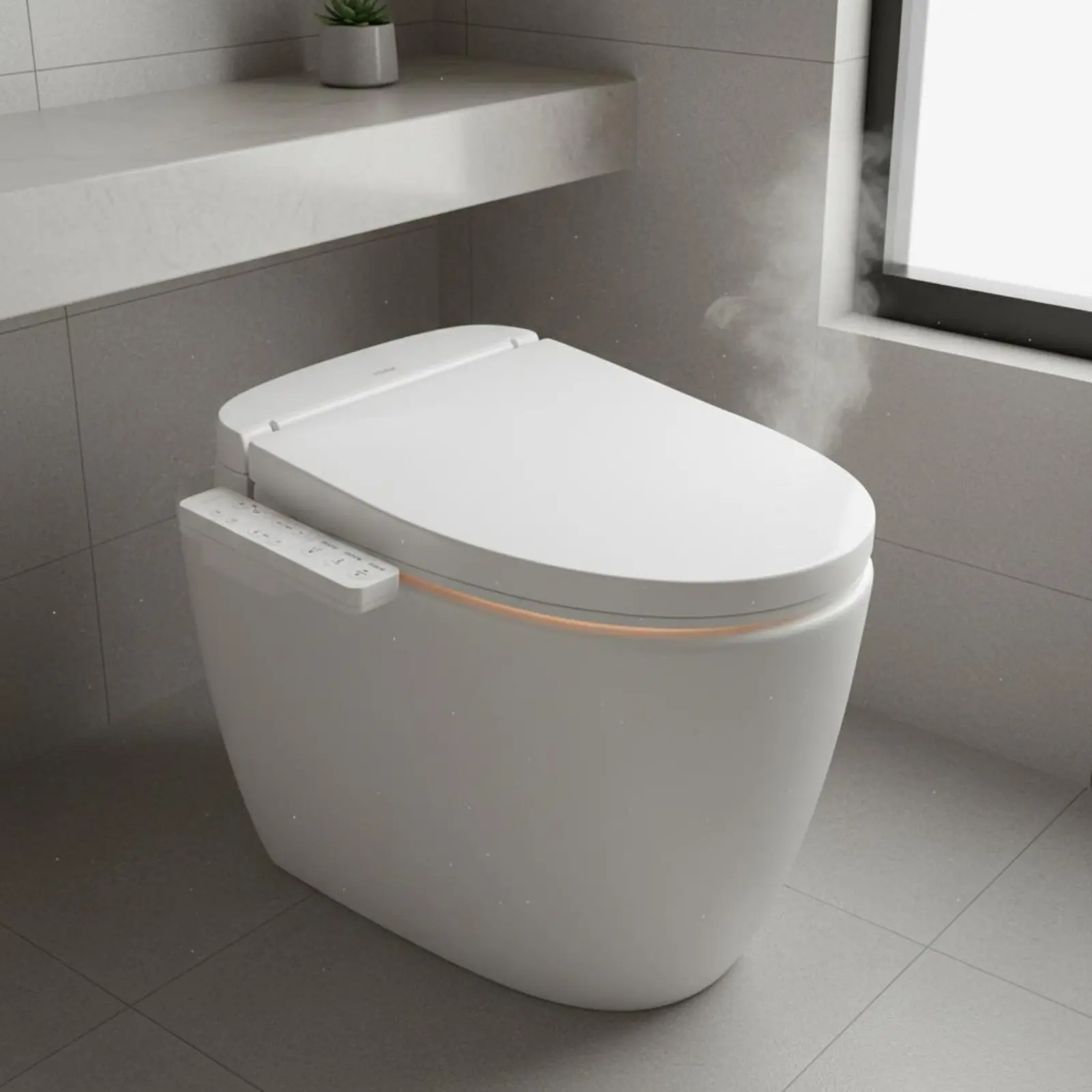 Electric Bidet Seat Adjustable Temperature Warm Water Bidet Seat Bathroom Fixture Self-Cleaning Nozzle Posterior Cleansing