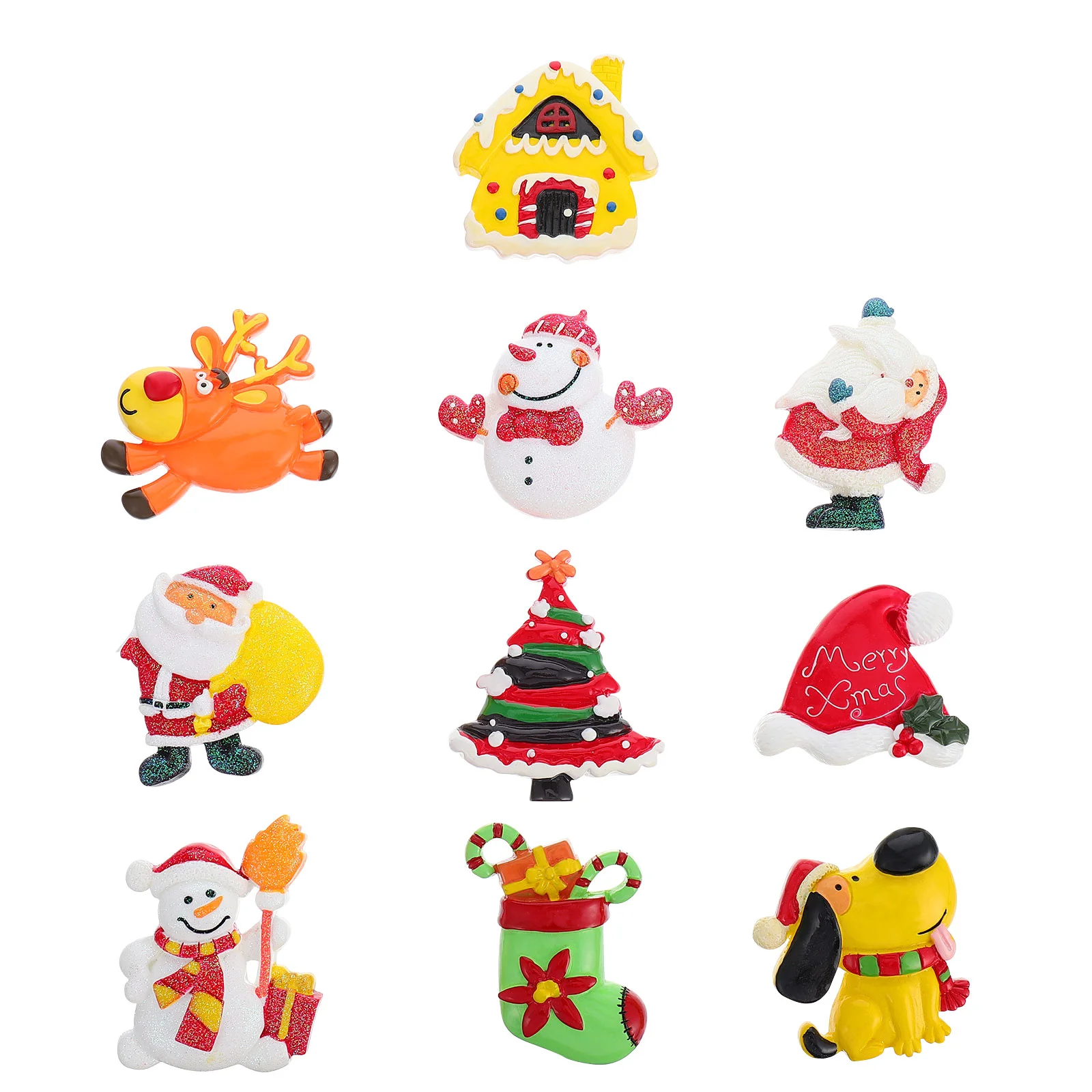 10 Pcs Charm Fridge Magnet Accessories Christmas Decorations Snowball Filler Resin DIY Adornment