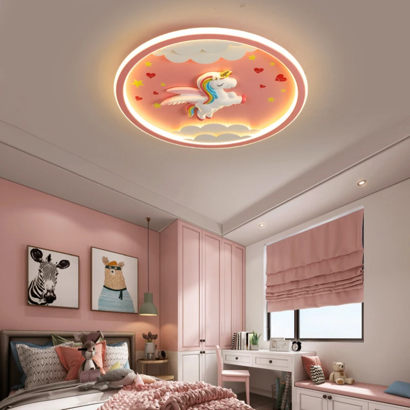 Imagem -05 - Led Quarto das Crianças Luzes de Teto Cartoon Avião Luz Simples Moderno Quarto do Bebê Menino Menina Quarto Lâmpadas de Teto Unicórnio Lâmpada