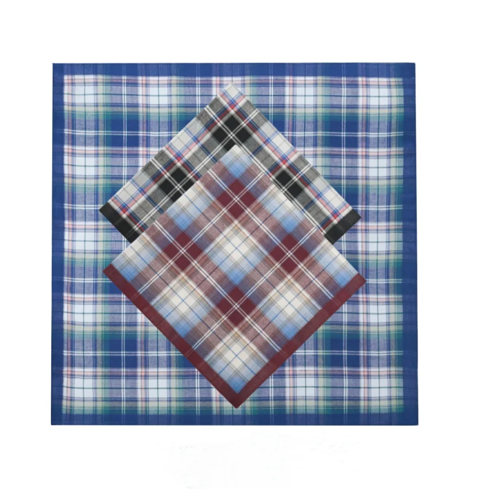3/6 pezzi fazzoletto da uomo in cotone scozzese scuro elegante stile britannico asciugamano da tasca tovagliolo morbido e assorbente del sudore 43 cm