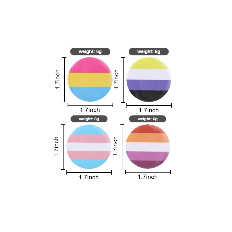 LGBT Flag Pride Day Tinplate Pins Lesbian Non Binary Trans Pansexual Pan Brooches Badges Love Jewelry Gift for Friends