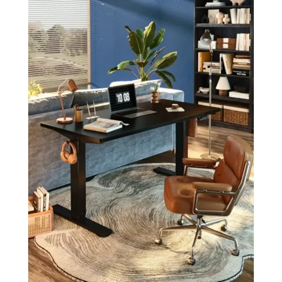 Home office electric standing desk: steel frame, black, 4 memory presets, 176 lbs capacity, stable quiet operation, seamless de