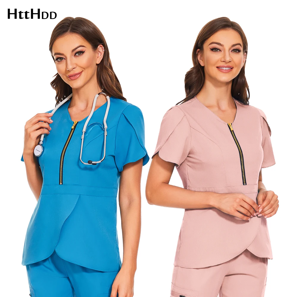 Beauty Uniform Women Manicurist Beautician Working Clothes Medical Scrub Tops Nurse Doctor Shirt Uniform High Quality Scrub Soft