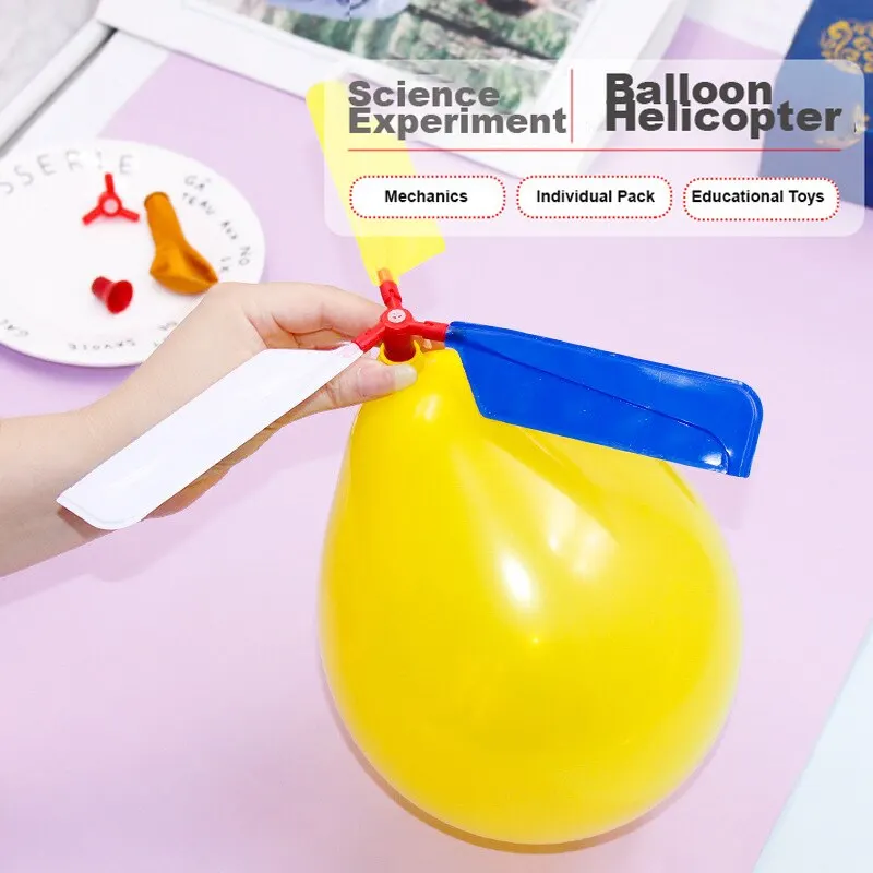 Children Balloon Airplane Outdoor Toy Science Experiment Mechanics Teaching Balloon Helicopter