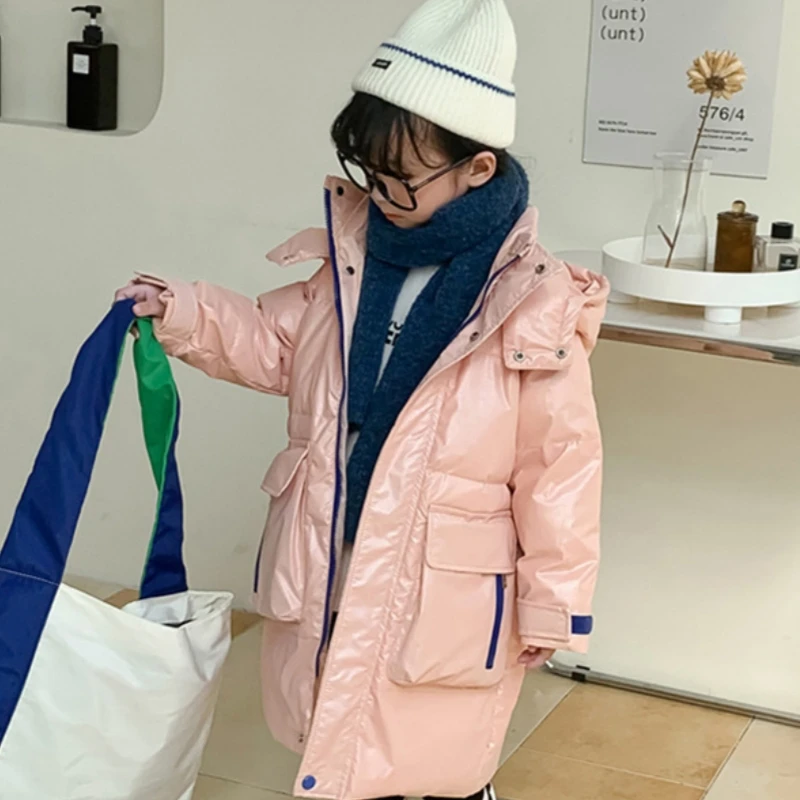 Girls Down Coat Jacket Cotton Windbreak Outwear 2023 Fashion Warm Plus Thicken Velvet Winter Skiwear School Children's Clothing