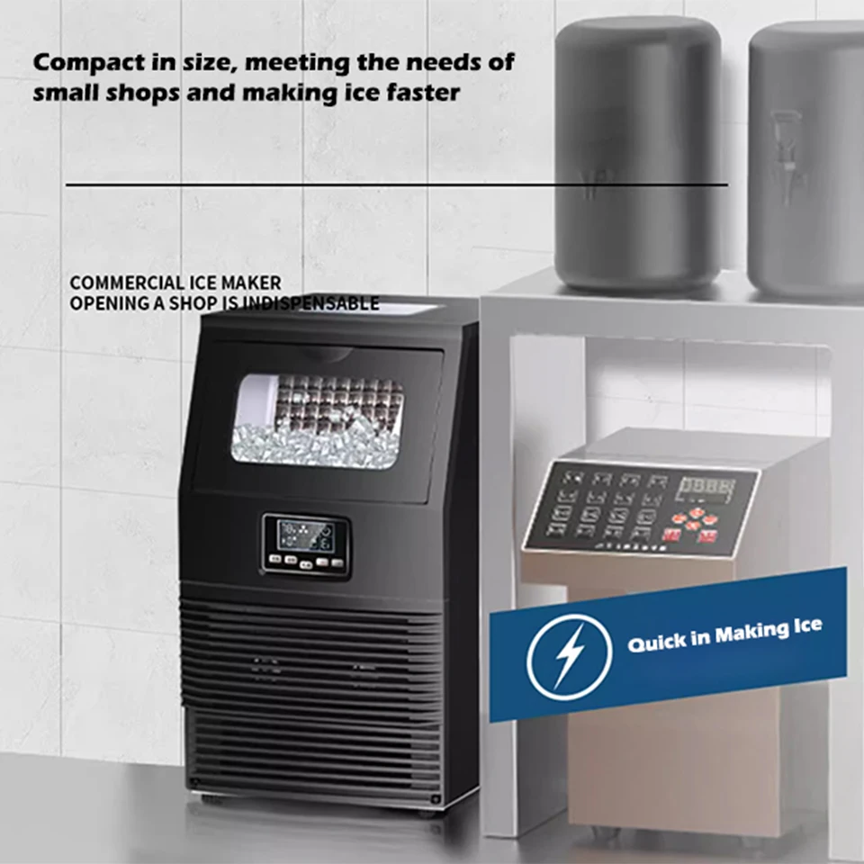 #￥forHZB40FA Commercial Ice Maker Machine Stainless Steel Under Counter Ice Machine with Large Ice Storage Capacity