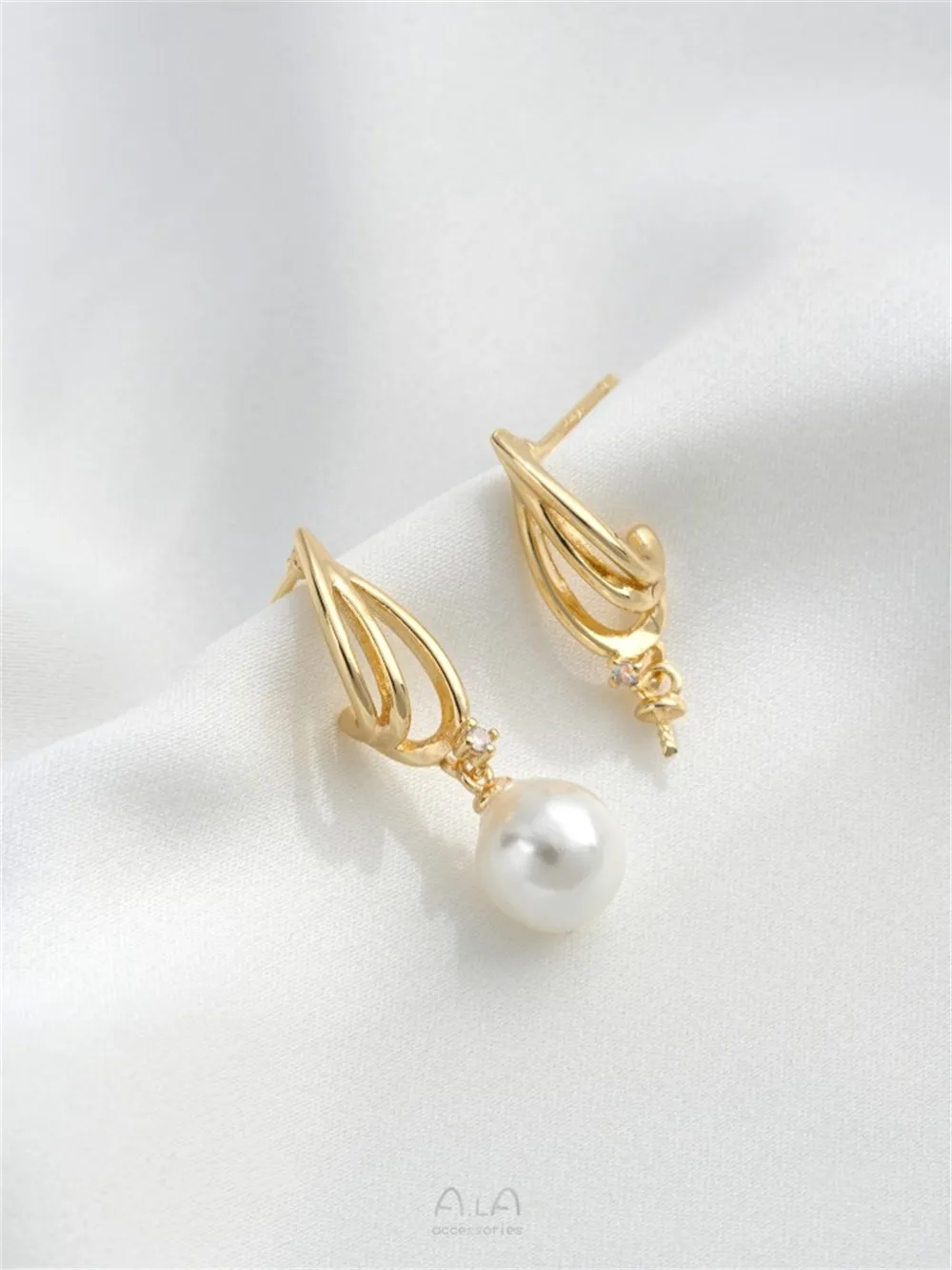 Boucles d'oreilles à tige en œil de mouton en or 14 carats, argent 925, perle collante bricolage, accessoires de boucle d'oreille faits à la main, haute qualité