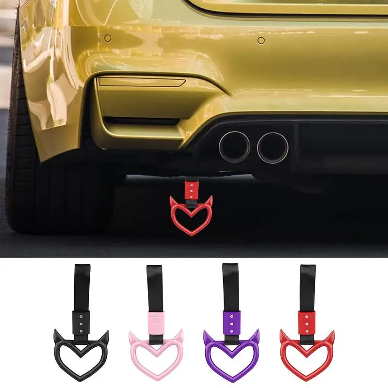 Heart Shaped Car Handle Straps Car Tow Strap Ring Heart Ring Heart Styling Drift Charm Strap Handle Ring For SUV Various Vehicle