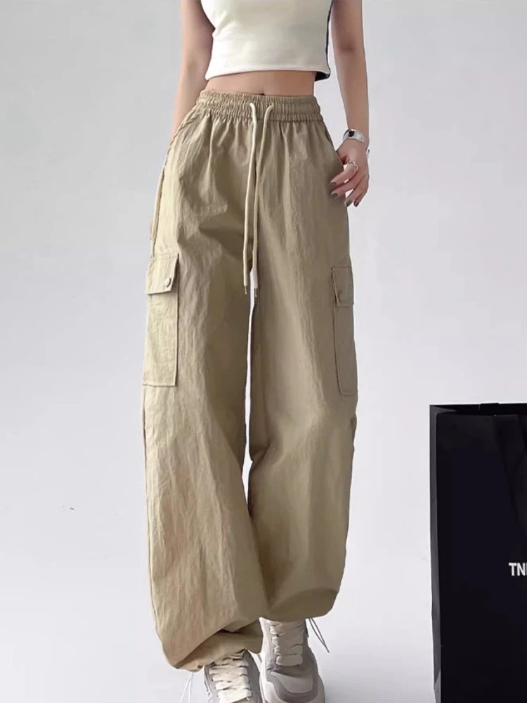 

Летние женские брюки из ледяного шелка и хлопка Xxl, удобные эластичные брюки, новые повседневные женские брюки-карго высокого качества