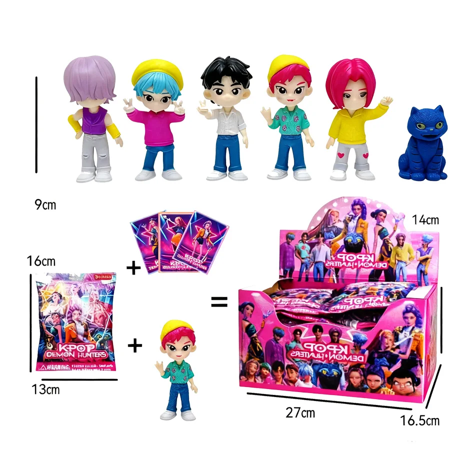 애니메이션 K팝 데몬 헌터즈 걸그룹 액션 피규어 5.3-11.5cm PVC 모델 블라인드 박스 루미 미라 조이 장난감 장식품 선물