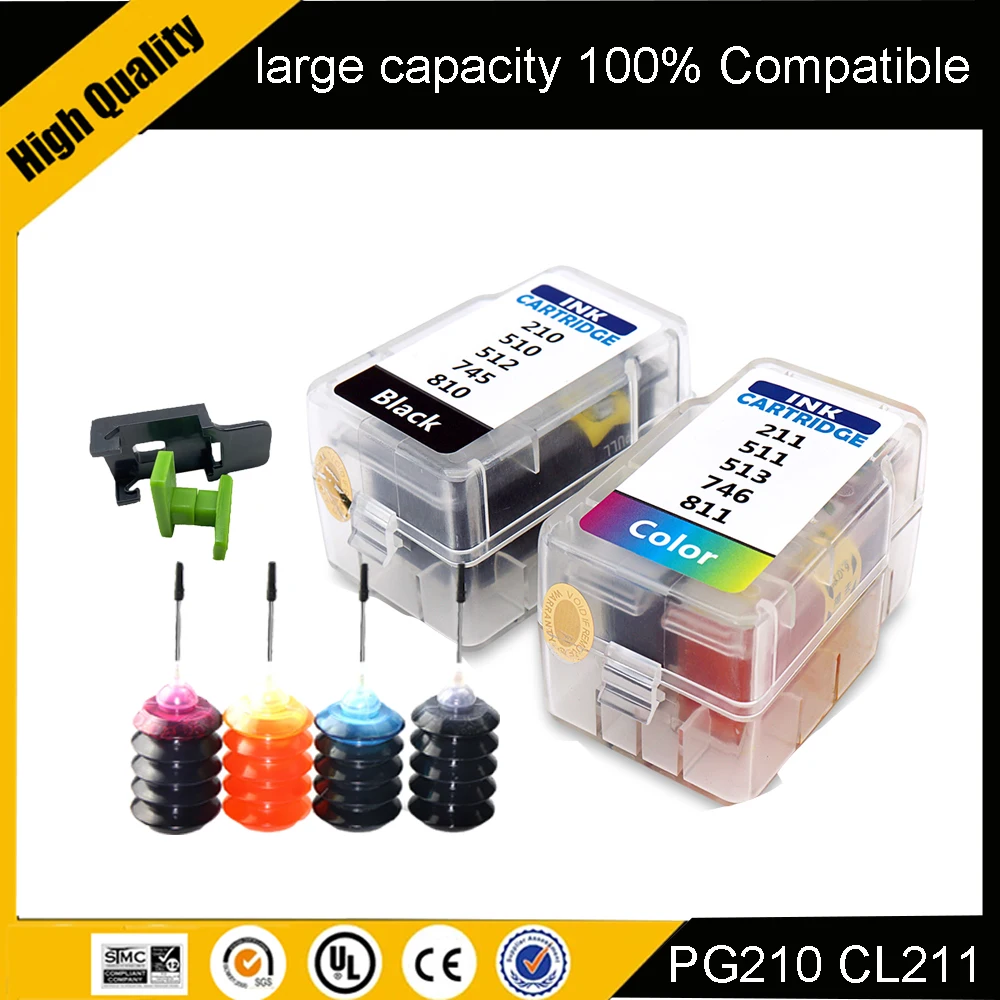 PG210 CL211 210 211 Inner Tank Ink Cartridge 210XL 211XL for Canon Pixma MP240 MP250 MP260 MP270 MP280 MP480 MP490 MP495 Printer
