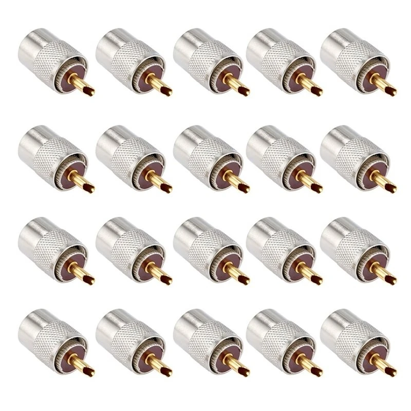 T31C-PL259 Soler Coaxial Coax Connectors- 20Pcs Male-Plug Crimp Adapter With Reducer For RG8X
