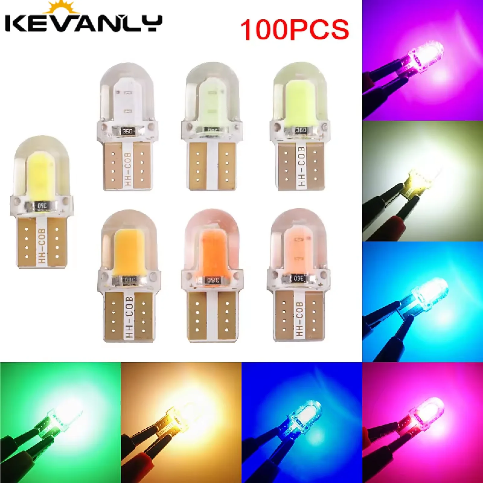 

RXZ Wholesale 100pcs Car T10 COB W5W LED 194 168 Side Bulb reading plate lamp Car Parking Lights Clearance Bulbs Interior light