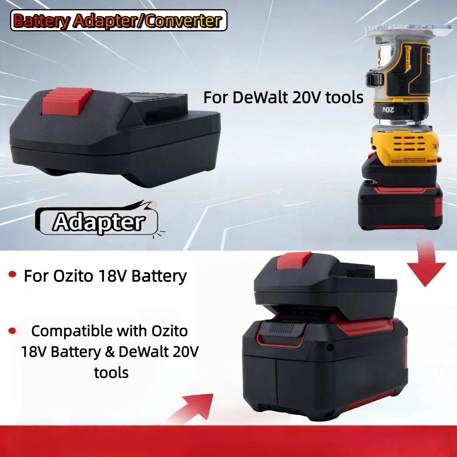 

For Ozito 18V Series Li-ion Battery Adapter TO DeWalt 20V Series Tools Converter Power Tools Accessory(Only Adapter)