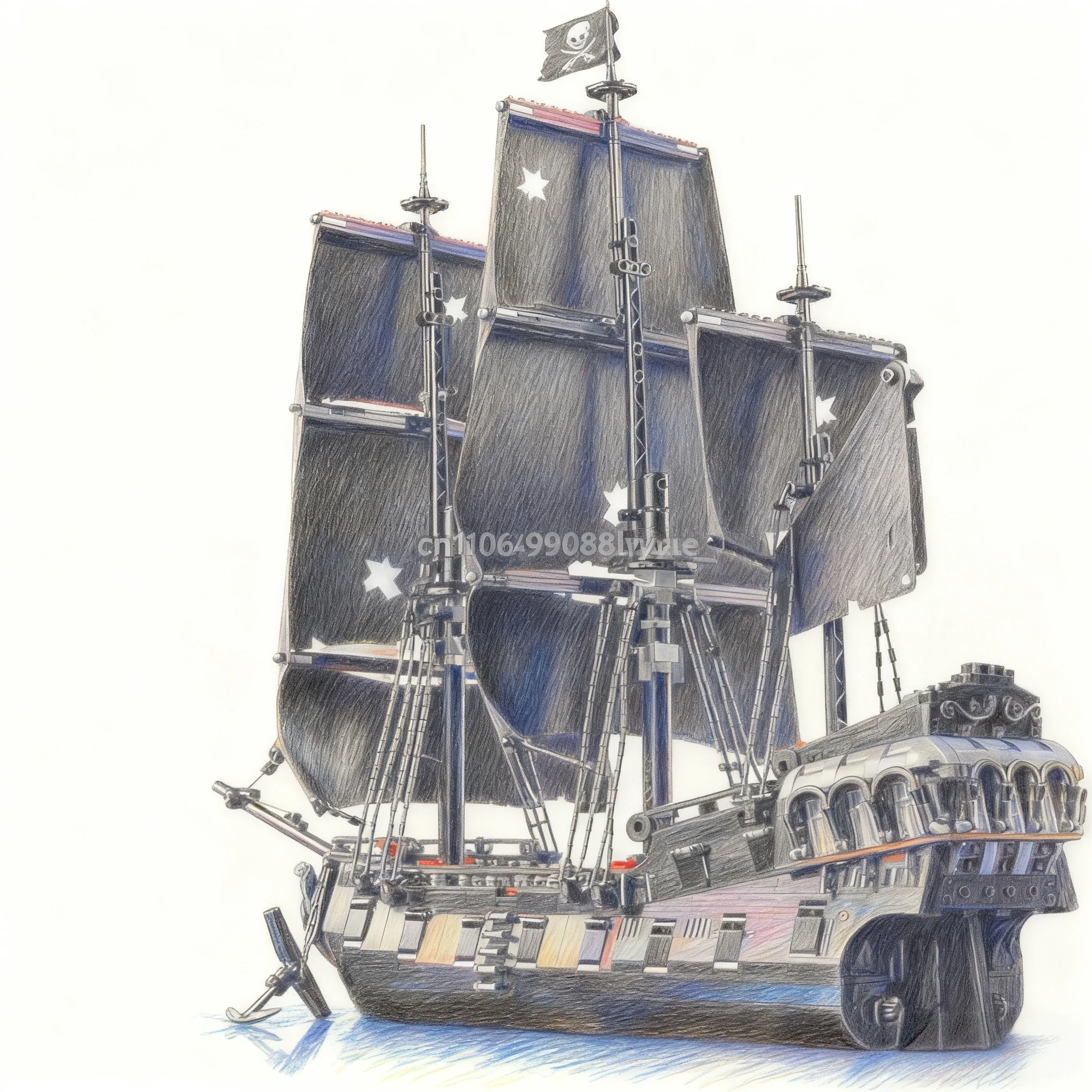 

Строительные блоки MOC 2862, скелеты, корабли-призраки, сборка модели, гигантские пиратские корабли, рождественские украшения, подарки