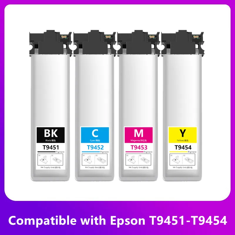 

T9451 XL T9451-T9454 Pigment Ink Bag With Chip For Epson WorkForce Pro WF-C5290 WF-C5790 WF-C5210 WF-C5710 Printer T9451XL