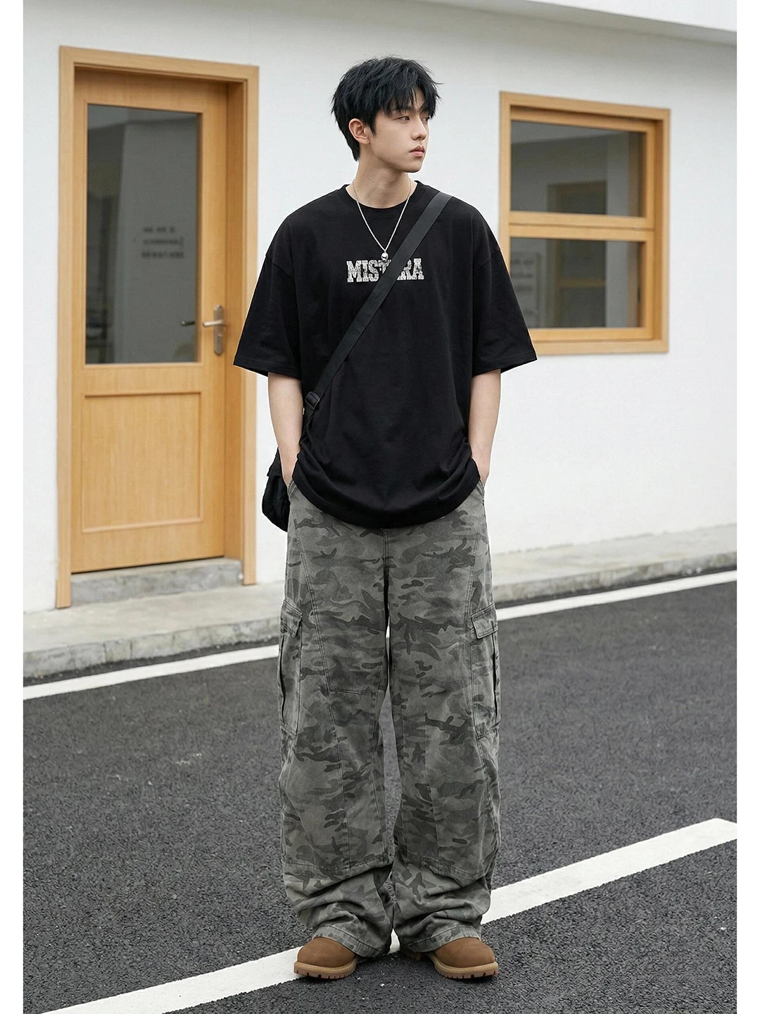 

American High Street Camouflage Pants Men's Teenage Haome Loggers Workwear Jeans with Big kets Flared Denim