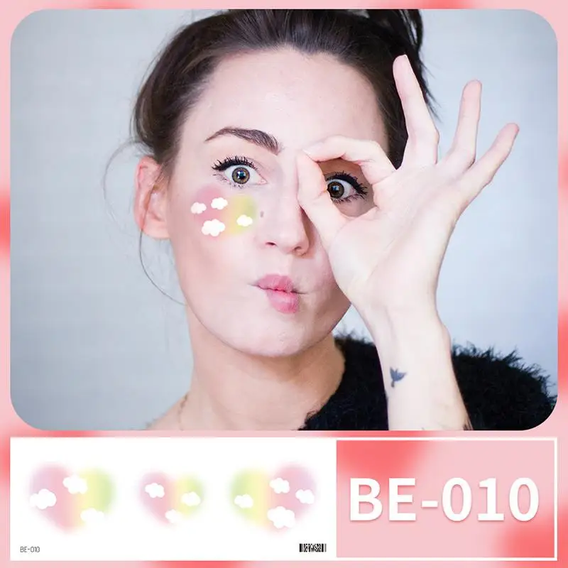 Stiker Wajah Dekorasi Wajah Sementara Tato Wajah Festival Musik Produk Makeup Stiker Seni Kosmetik DIY Tahan Air Yang Indah