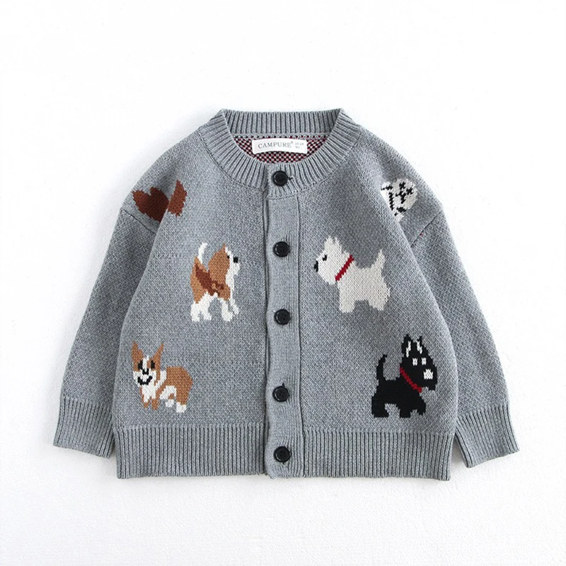 

Newest Spring Kids Girls Clothes Children's Sweater 2-7Y Cute Puppy Knitted Cardigan Knitted Jacket Outerwear Children's Coat