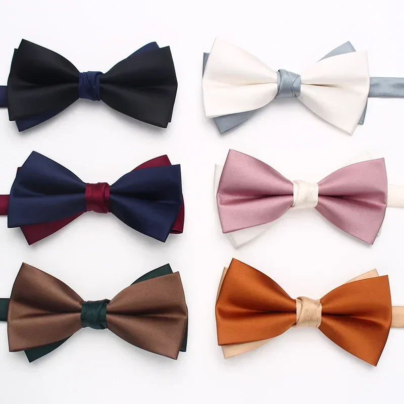 color match color double layer bow tie men\'s business fashion British style suit accessories wedding bow tie