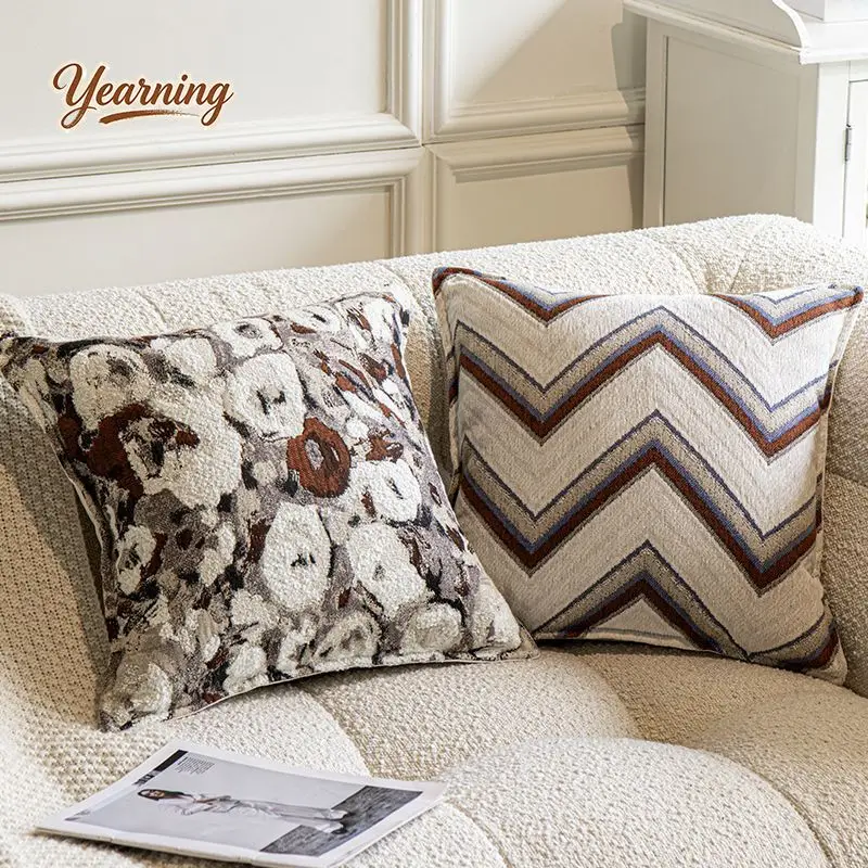 

French Modern Italian Style Sofa Cushion Light Luxury Throw Pillow High Grade Living Room Off White Pillow Cover Pad