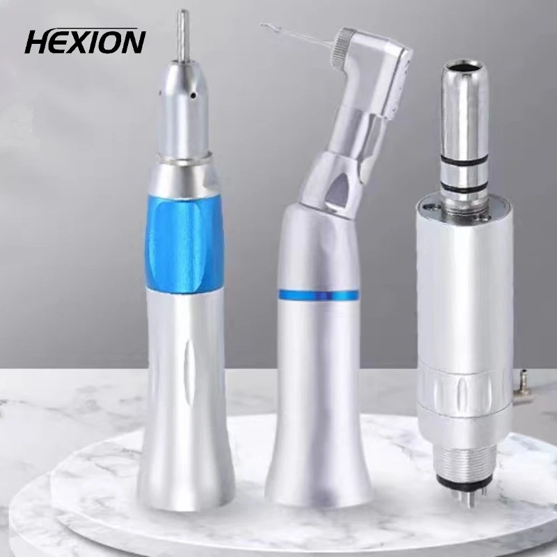 

HEXION Dental Low Speed Handpiece 1:1 Contra External Push Button/Latch Chuck Water Spray Bur 2.35mm Dental Tool Set