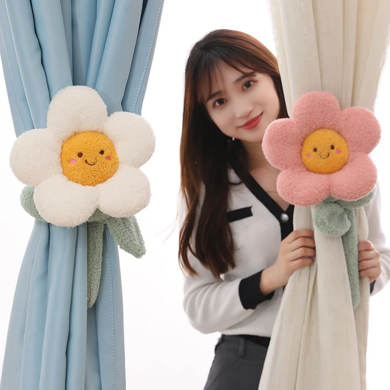 Cute Flower Multifunctional Curtain Buckle Plush Toys Stuffed Soft Creative Plants Dolls Kids Toys Girls Gift Home Decoration