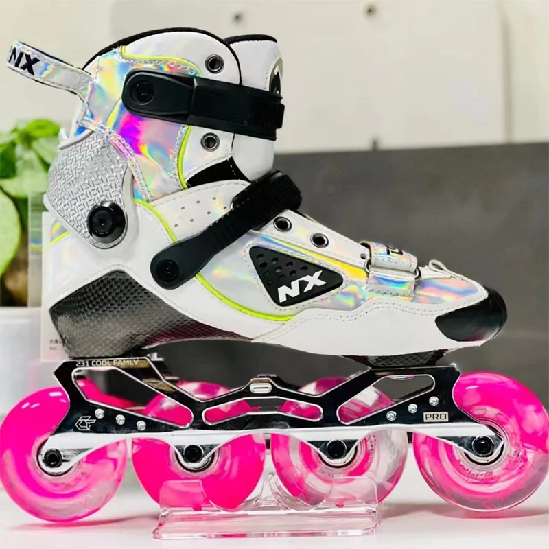 Rock Type Professional Carbon Fiber Skates Shoes for FSK Slalom Slide Skating 72 76 80 85A Wheel 219 231 243 Alloy Base 27 to 47