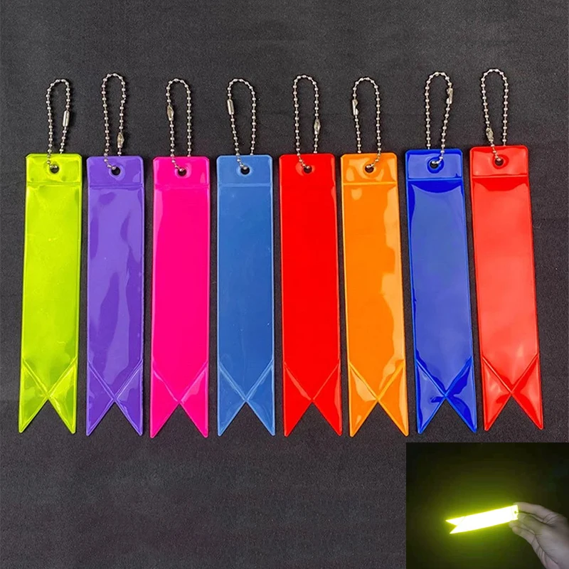 Night Reflective Keychains Safety Protection Bag Pendant Bags Backpack Car Keyring Decoration Ornament Security Accessories