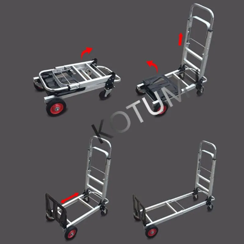 Load 200kg Folding Cart Heavy Duty Hand Truck Foldable Trolley Wagon Luggage Cart Small Cart Delivery Flat Handcart