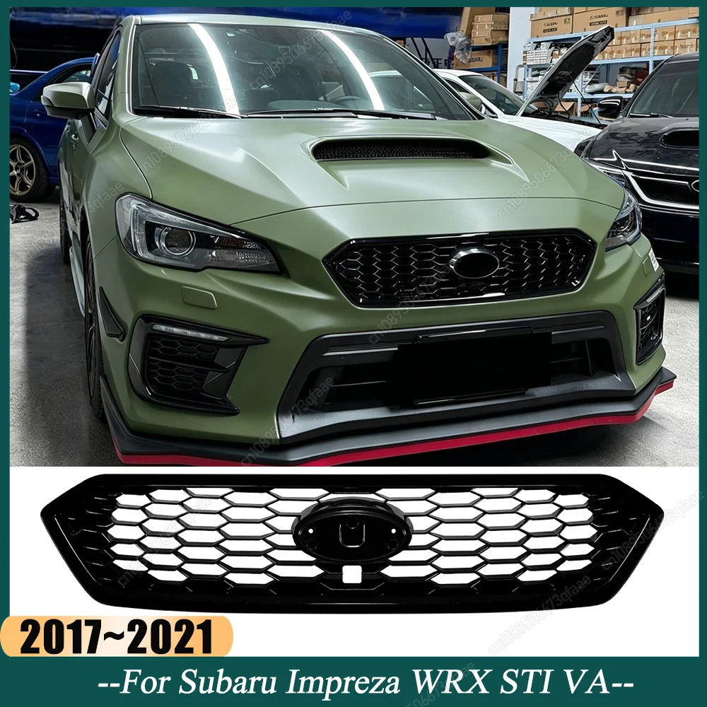 Gloss Black Car Honeycomb Mesh Front Radiator Bumper Grill For Subaru Impreza WRX STI VA 2017-2021 Bodykits Tuning