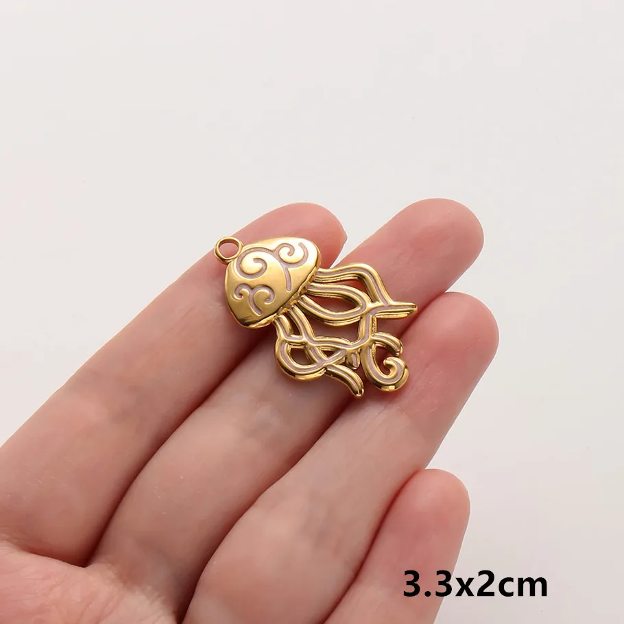 6 Stück Großhandel Rosa/Pinkfarbene Emaille-Tieranhänger Flamingo Schmetterling Seestern Edelstahl-Charms für Schmuckherstellung Halskette – Detail 3