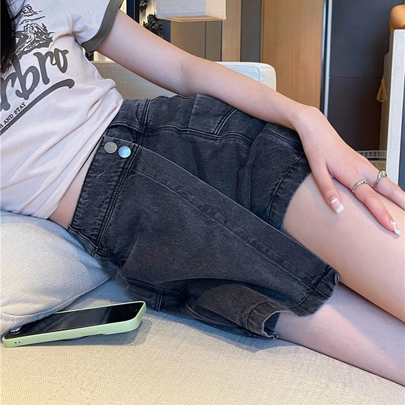 Sexy Slim Lined Mini Denim Skirt Women Design Streetwear Summer Vaqueros Pantskirt A-Line Skirts Blue Black Jean Short Faldas