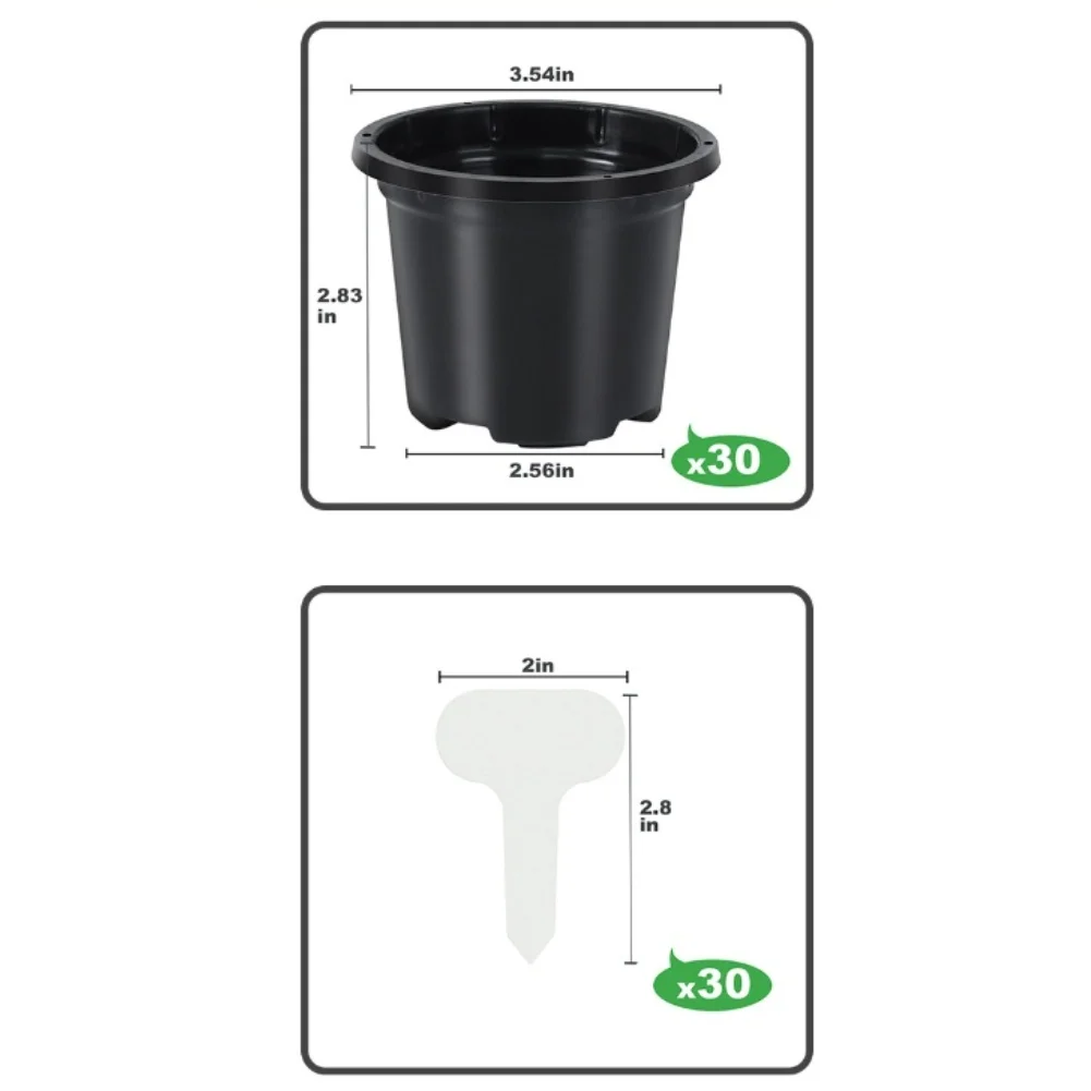 Plastic Transplant Pots with Labels for Supporting Early Plant Development in For Indoor Outdoor Greenhouse and Patio Setups