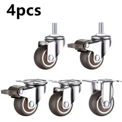 4pcs Rubber Furniture Casters Wear resistant Mute Universal Heavy Trolley Wheels 360 degrees Swivel Castor With Brake