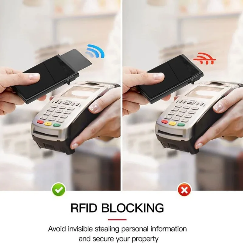 Automatic Pop Up Credit Card Holder for Men Alloy Simple RFID Blocking Cardholder Women's Purses Portable Slim Mini Wallets