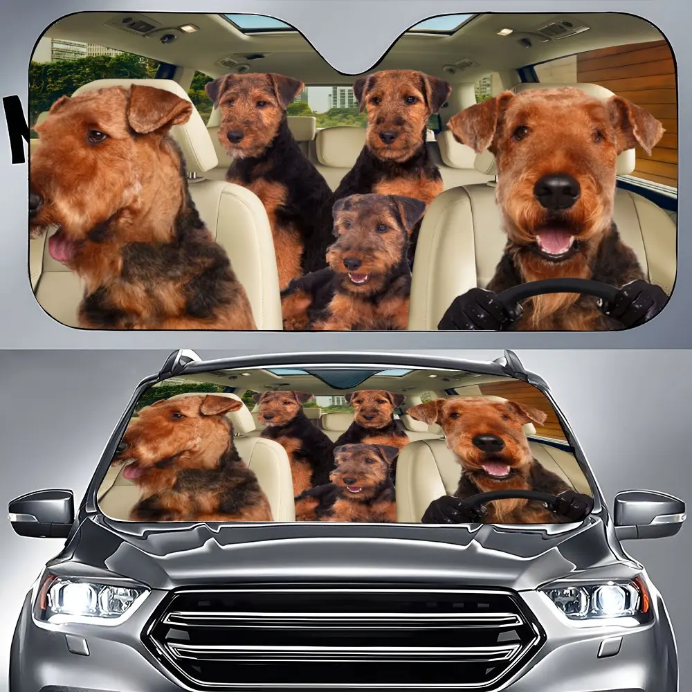 

Airedale-Terrier Driving Car Front Windshield Sun Shade,Auto Accessories Afghan-hound Sunshade for SUV- Blocks Uv Rays Protector