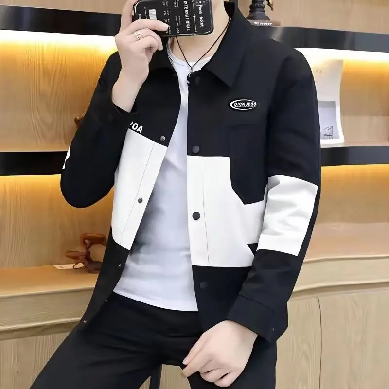 

New 2023 Men's Casual Jaet with Waistcoat Design Youthful Autumn Faionable Outerwear Polyester Long Sve Slim Fit