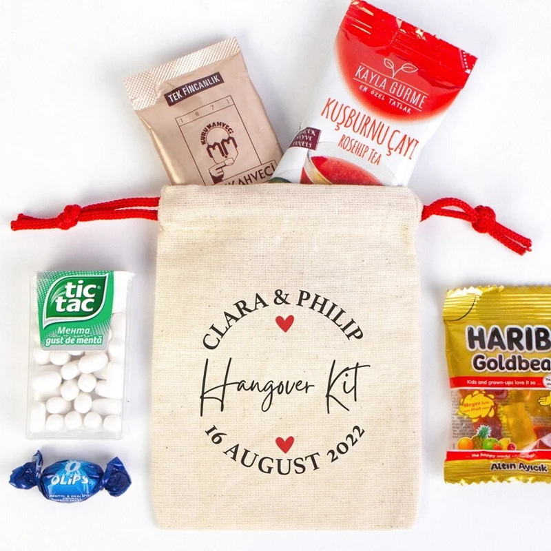 

5pcs Personalized Hangover Kit Gifts Bag Custom Wedding Party Recover Kit Bags Bachelorette Party Bridal Shower Decorate Gifts