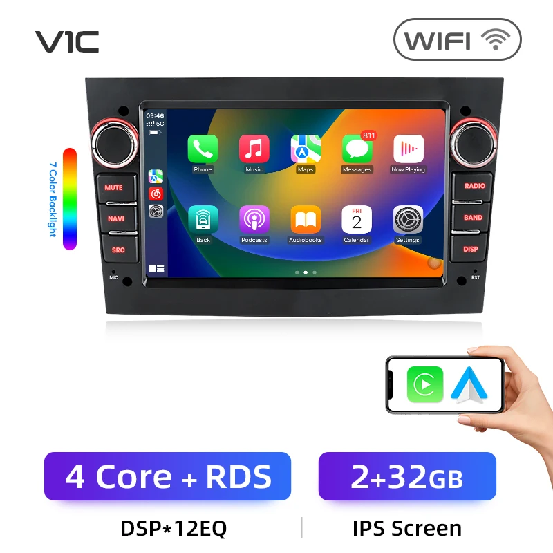 Junsun 7 Inch Universal Car Radio for Opel Astra H J Vectra Vauxhall Antara Zafira Corsa C D Vivaro Meriva CarPlay Android Auto