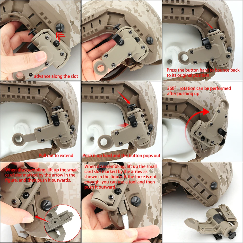 Rotary T Arm Tactical ARC Capacete Substituição, Rail Adapter Compatível com RAC Fone De Ouvido, Caça Tiro Fone De Ouvido, Airsoft Sport