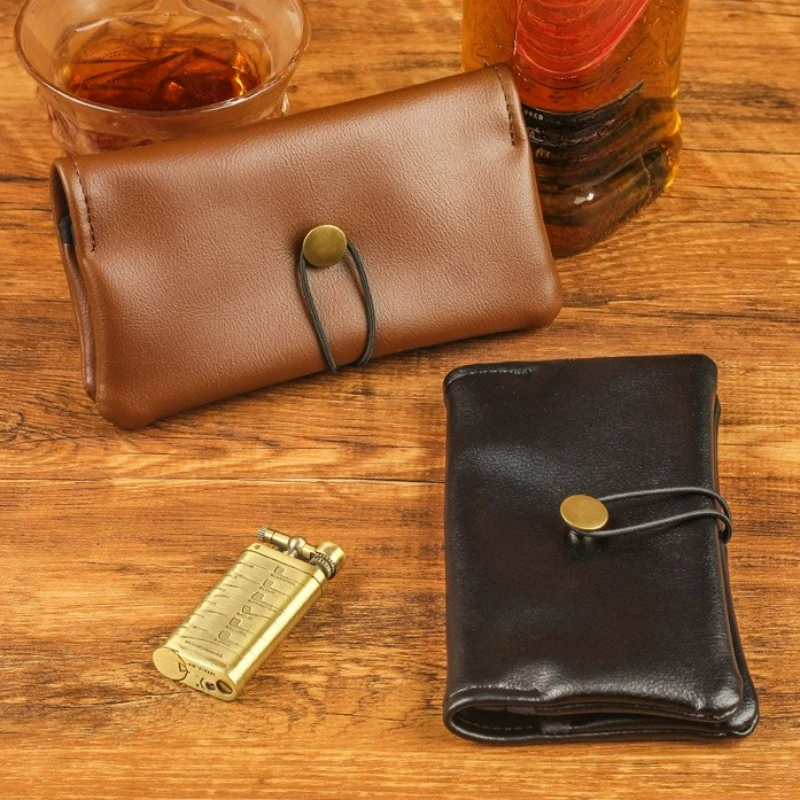 Leather Tobacco Pouch Case Bag Smoking Paper Holder Case Wallet Bag Multifunctional Foldable Tobacco Case Storage Bag Pouch Gift