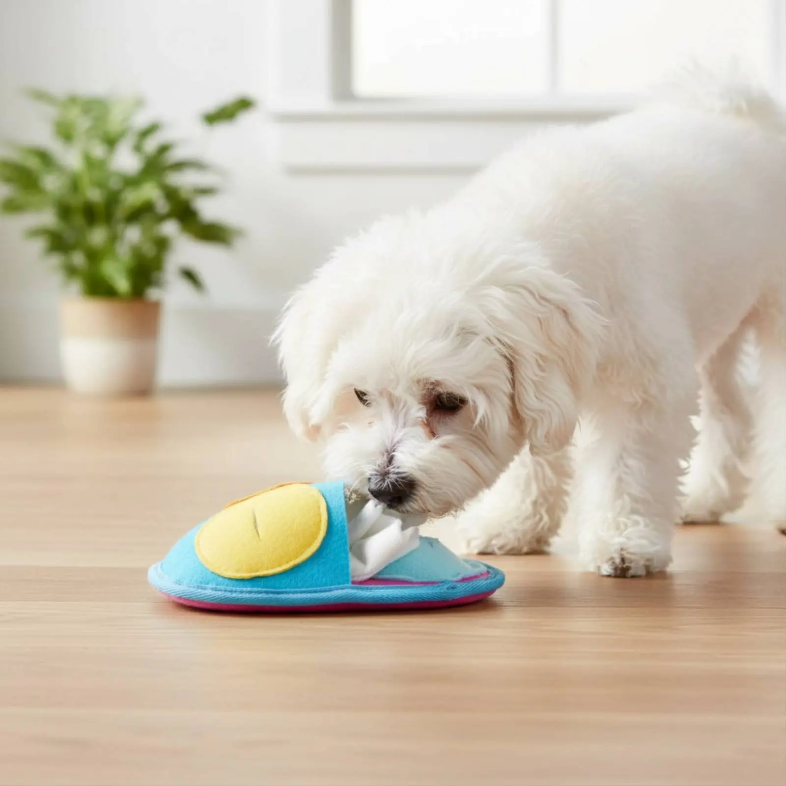 Interaktives Schnüffel-Spielzeug für Hunde mit integriertem Quietscher – Kauspielzeug zur Leckerli-Entlastung und Langeweile-Bekämpfung – Fördert langsames Fressen