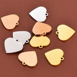 30Pcs One Side Mirror Polishing Stainless Steel Heart Love Pendant Accessories for DIY Jewelry Making Findings Wholesale