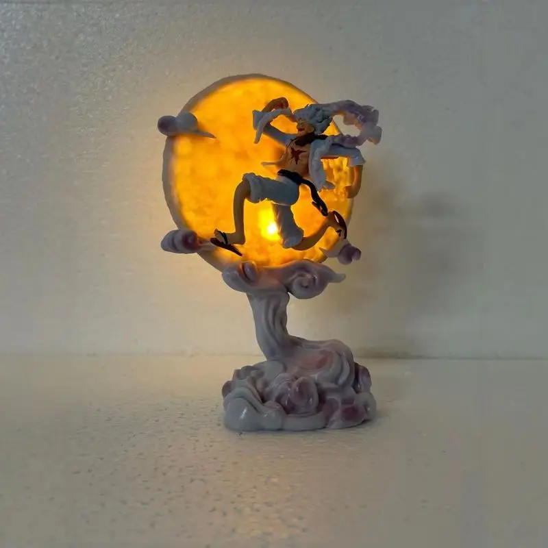 Figura de Anime de una pieza, cabeza de toro y Luna, Nika Monkey D Luffy con luz de luna, figura de acción Gk, modelo de estatua, colección de juguetes, regalo