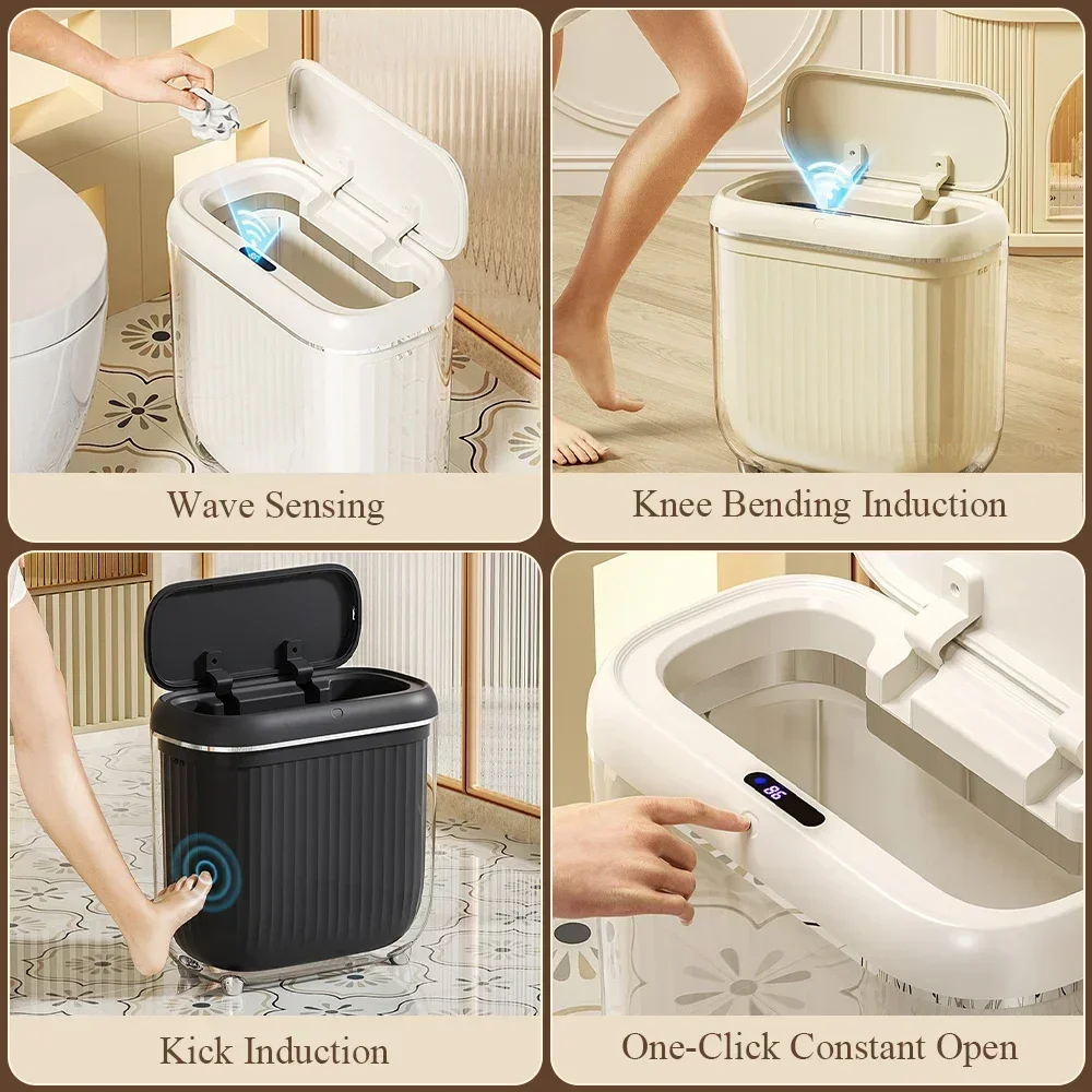 14L Smart Sensor Trash Can Bathroom Narrow Automatic Sensor Wastebin  For Toilet Kitchen  Dustbin  with lid Smart Home