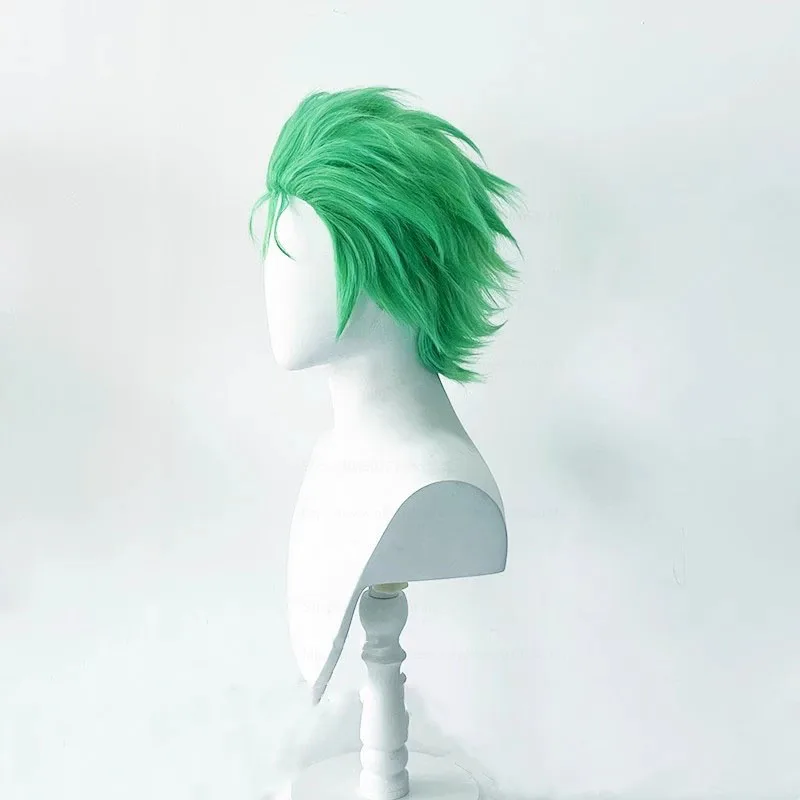 Anime Roronoa Zoro parrucca Cosplay verde breve strato resistente al calore capelli sintetici parrucche Cosplay + parrucca Cap