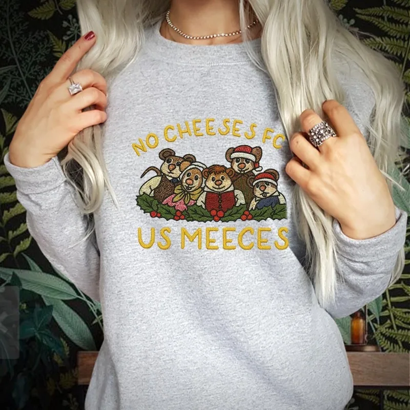 Geen kazen voor ons Meeces Grappig kerstfilmshirt Kerstsweater Hoodie Casual comfortabele herfst- en winterthermische hoody
