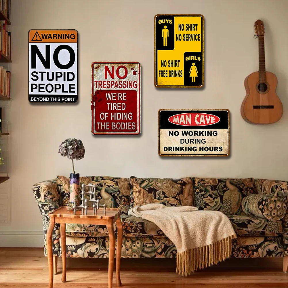 4 Uds señal de advertencia placa de Metal Vintage Kit de pintura de hierro Rectangular Decor20x30cm