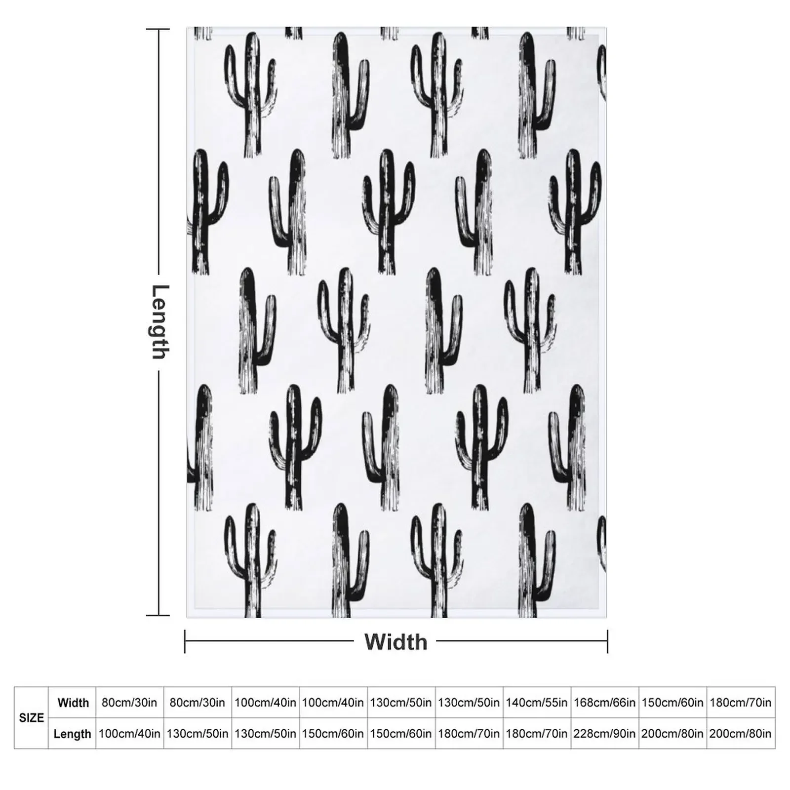 Black and white cactus. Modern botanical art. Abstract nature pattern. Cacti illustration Throw Blanket Furry Nap Blankets